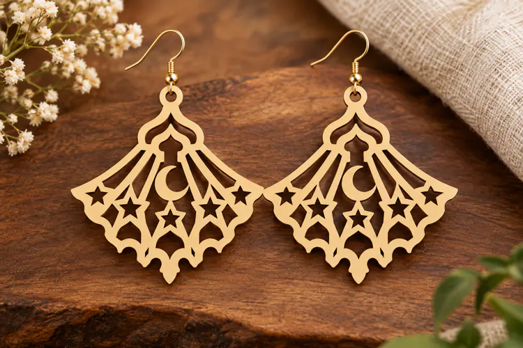 Islamic Star Fan Earrings Laser Cut SVG File islamic star sv