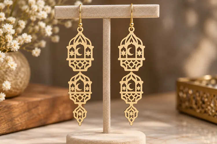 Double Lantern Earrings Laser Cut SVG File double lantern sv