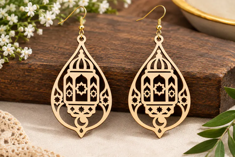 Mosque Teardrop Earrings Laser Cut SVG File mosque teardrop