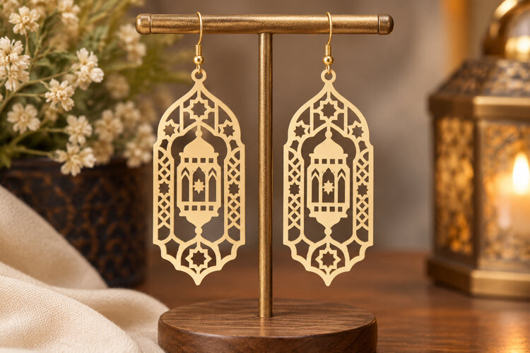 Moroccan Lantern Earrings Laser Cut SVG File moroccan lanter example image 1