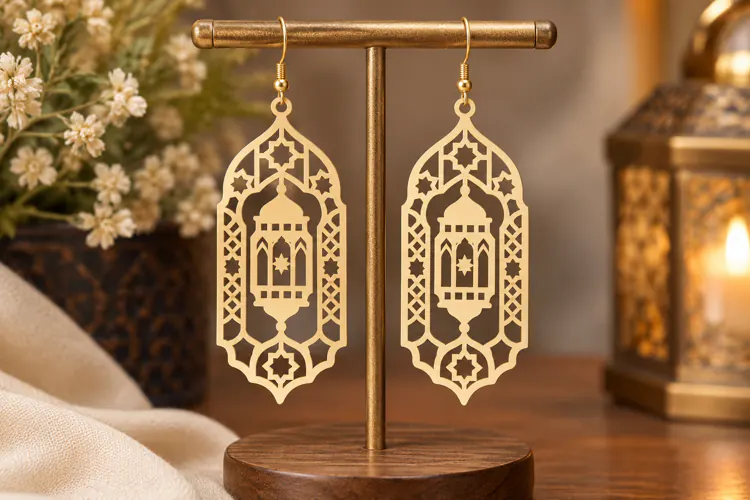Moroccan Lantern Earrings Laser Cut SVG File moroccan lanter
