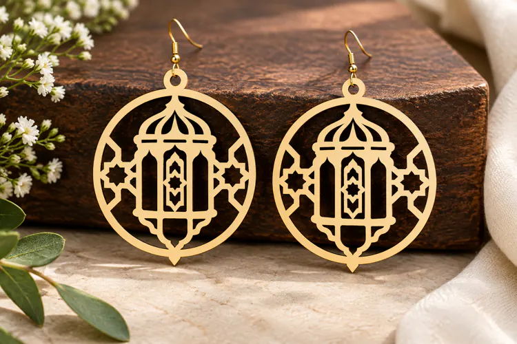 Round Lantern Earrings Laser Cut SVG File round lantern svg,