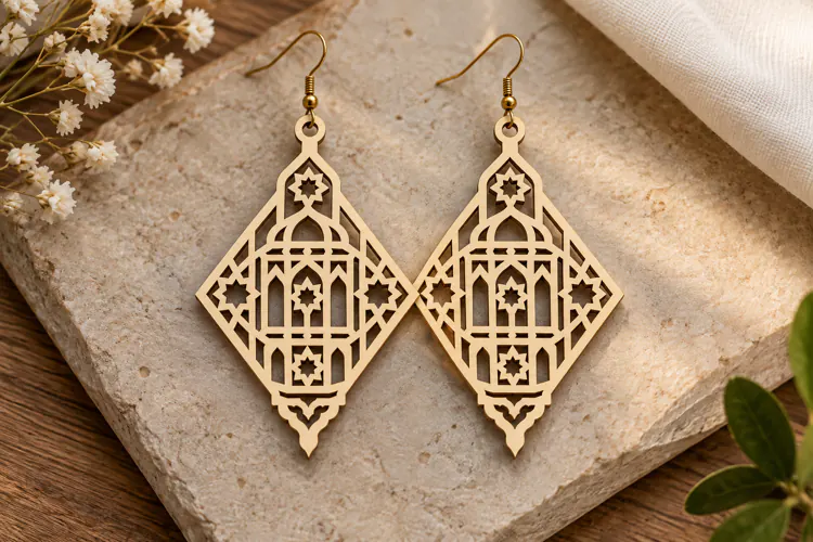 Mosque Diamond Earrings Laser Cut SVG File mosque diamond sv