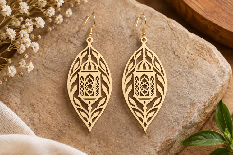 Islamic Leaf Earrings Laser Cut SVG File islamic leaf svg,