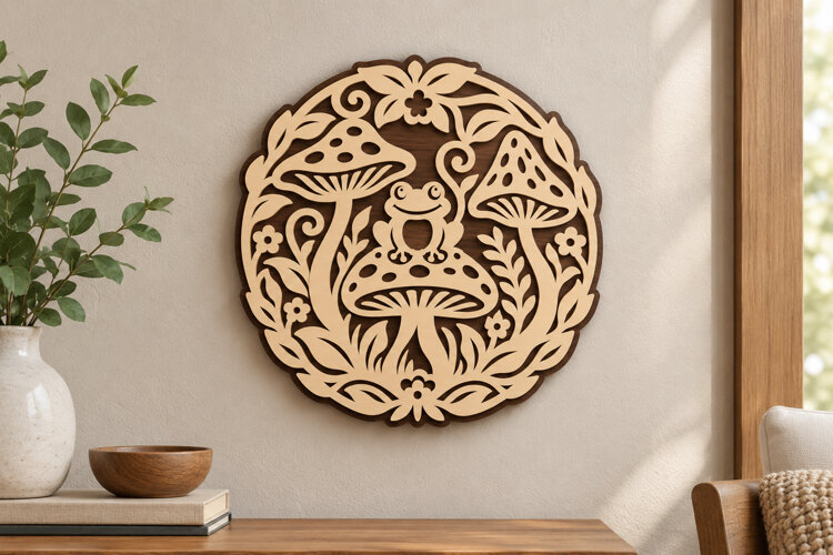 Mushroom Circle Laser Cut SVG File mushroom circle svg, mus example image 1
