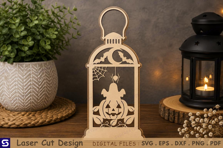 3D Halloween Lantern Ghost & Pumpkin Tabletop Decor Laser