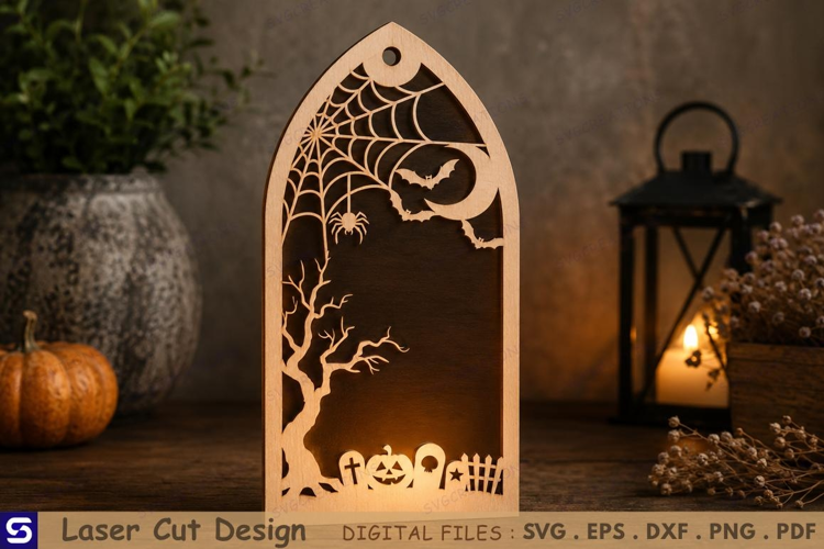 3D Halloween Cemetery Arch Wooden Ornament Laser Cut File