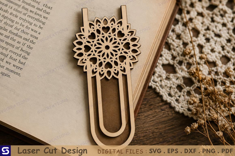 3D Mandala Flower Wooden Bookmark Laser Cut File