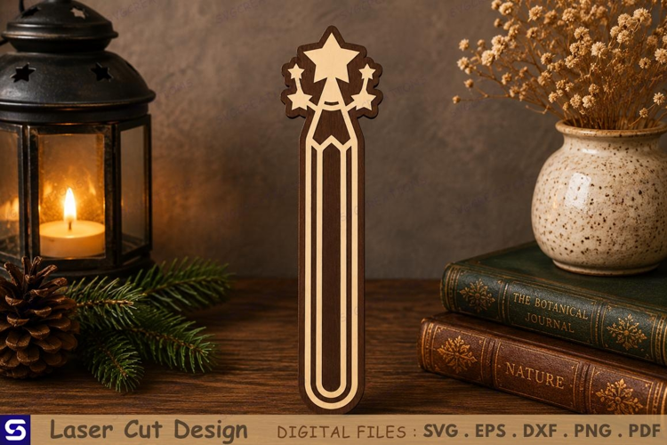 3D Magic Pencil Wand Paperclip Wooden Bookmark Laser Cut