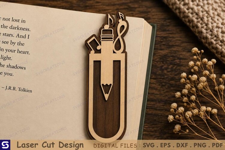 3D Pencil Holder & School Supplies Paperclip Wooden Bookmark example image 1