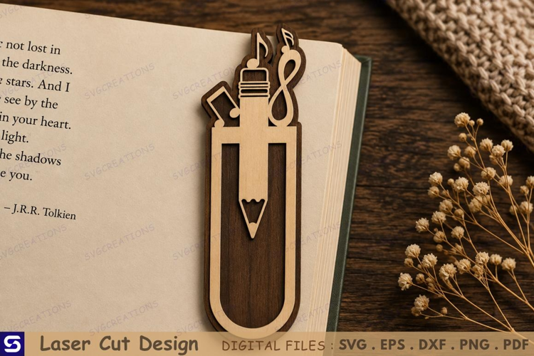 3D Pencil Holder & School Supplies Paperclip Wooden Bookmark