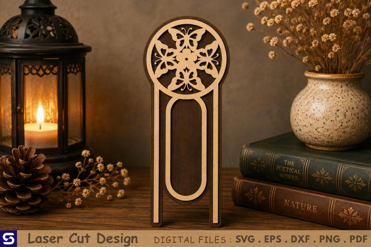 3D Butterfly Mandala Paperclip Wooden Bookmark Laser Cut