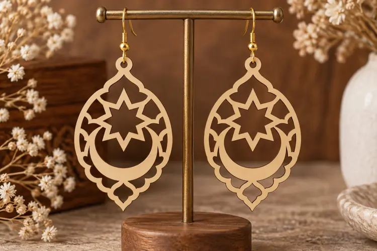 Islamic Star Earrings Laser Cut SVG File islamic star earrin