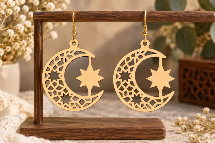 Crescent Moon Earrings Laser Cut SVG File crescent moon earr