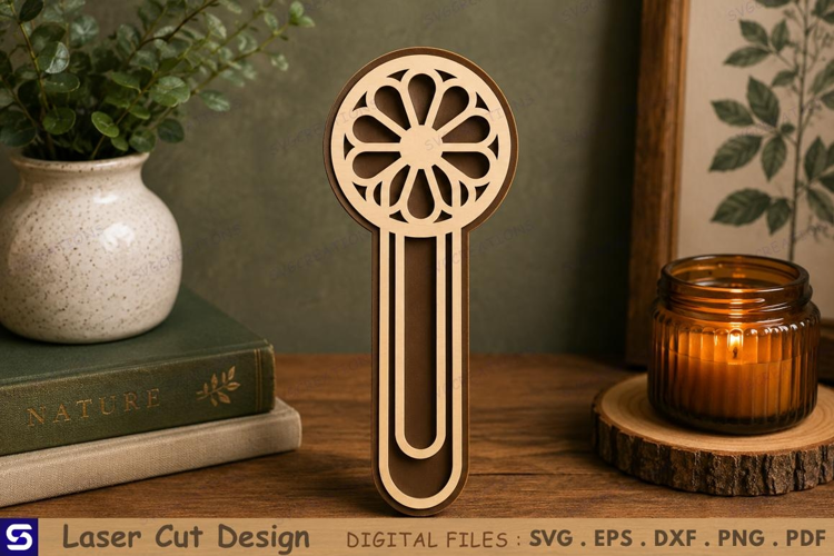 3D Petal Flower Mandala Paperclip Wooden Bookmark Laser Cut