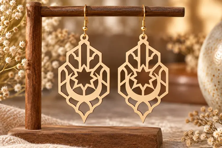 Geometric Moon Earrings Laser Cut SVG File geometric moon sv
