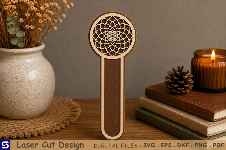 3D Sacred Geometry Mandala Paperclip Wooden Bookmark Laser