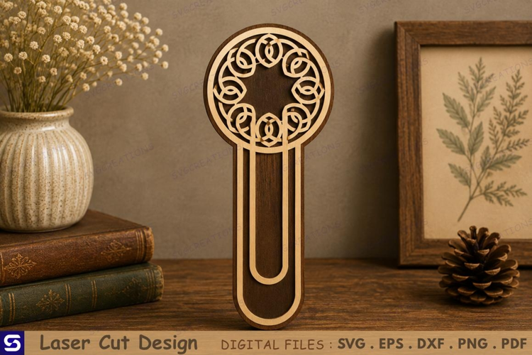 3D Celtic Knot Circular Paperclip Wooden Bookmark Laser Cut