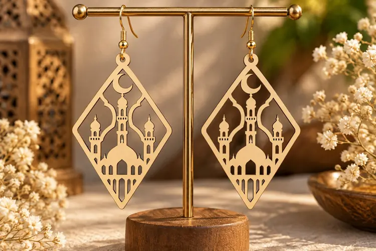 Diamond Mosque Earrings Laser Cut SVG File diamond mosque sv