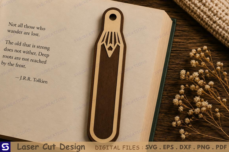 3D Pencil Paperclip Wooden Bookmark Laser Cut File