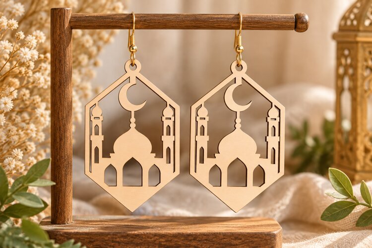 Islamic Arch Earrings Laser Cut SVG File islamic arch svg, example image 1