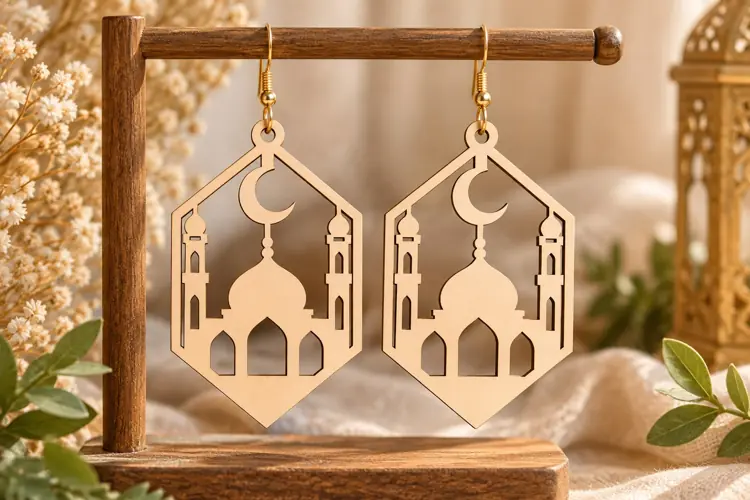 Islamic Arch Earrings Laser Cut SVG File islamic arch svg,