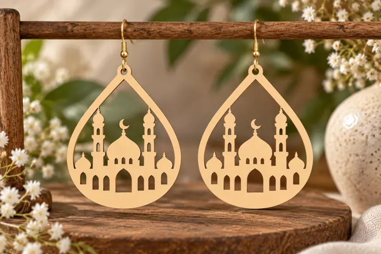 Teardrop Mosque Earrings Laser Cut SVG File mosque earrings