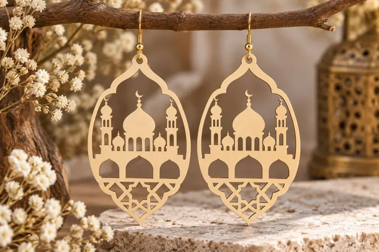 Ornate Mosque Earrings Laser Cut SVG File ornate mosque svg,