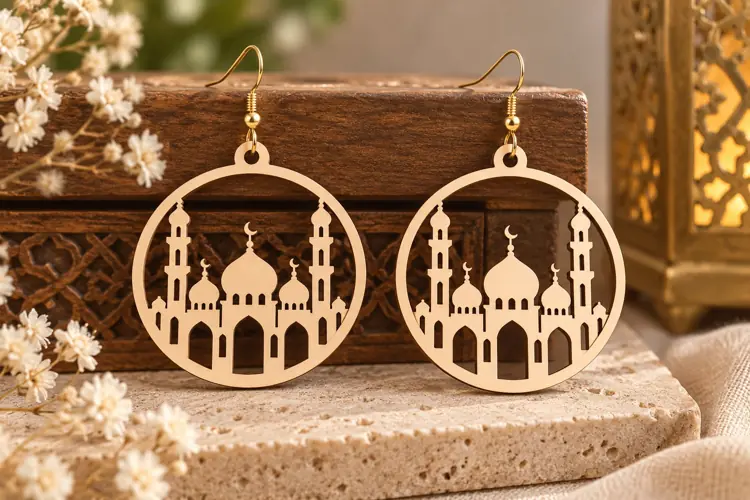 Round Mosque Earrings Laser Cut SVG File round mosque svg,