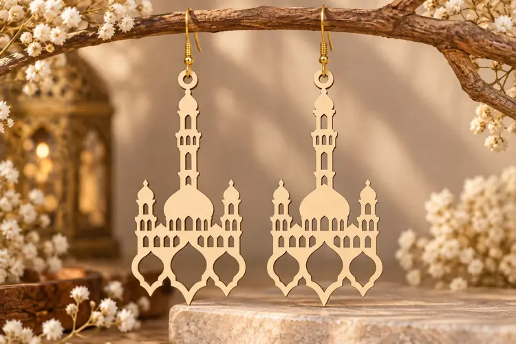 Minaret Mosque Earrings Laser Cut SVG File minaret earrings