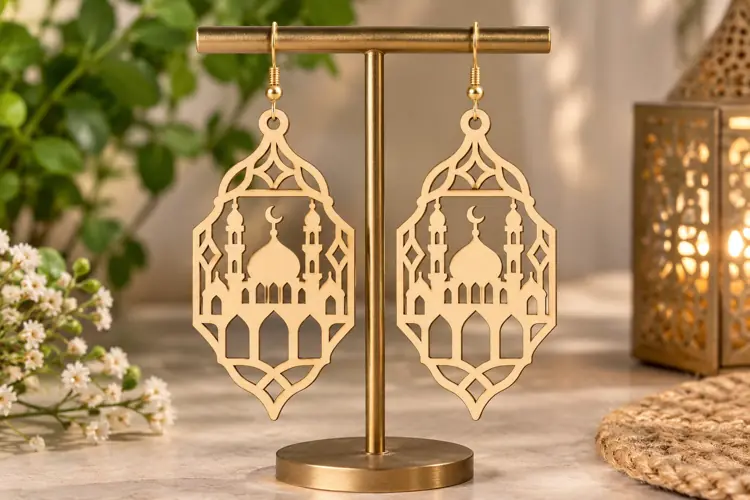 Lantern Mosque Earrings Laser Cut SVG File lantern mosque sv