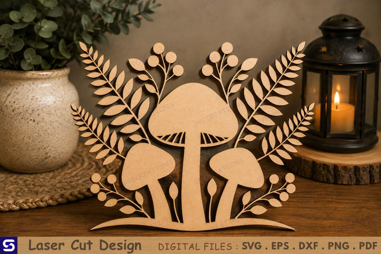 3D Fern & Mushroom Garden Standee Laser Cut File