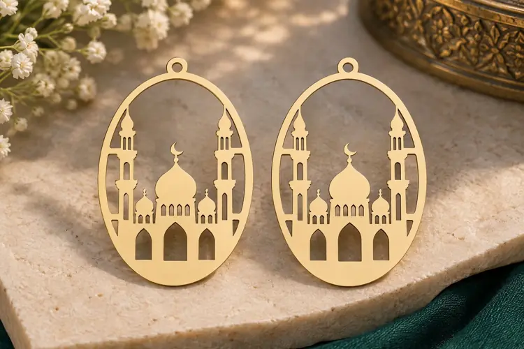 Oval Mosque Earrings Laser Cut SVG File oval mosque svg, mos