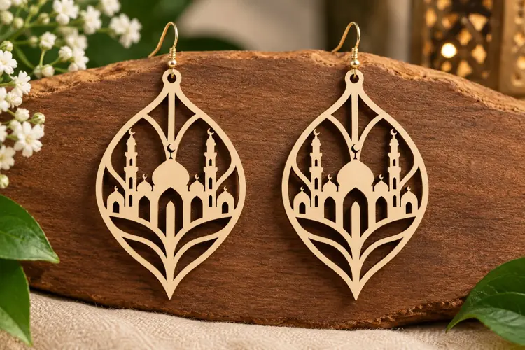Teardrop Mosque Earrings Laser Cut SVG File teardrop mosque