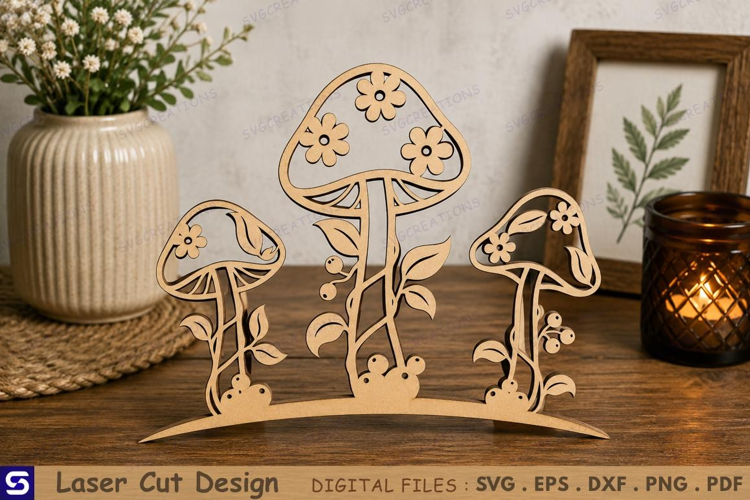 3D Blossom & Vine Mushroom Standee Laser Cut File