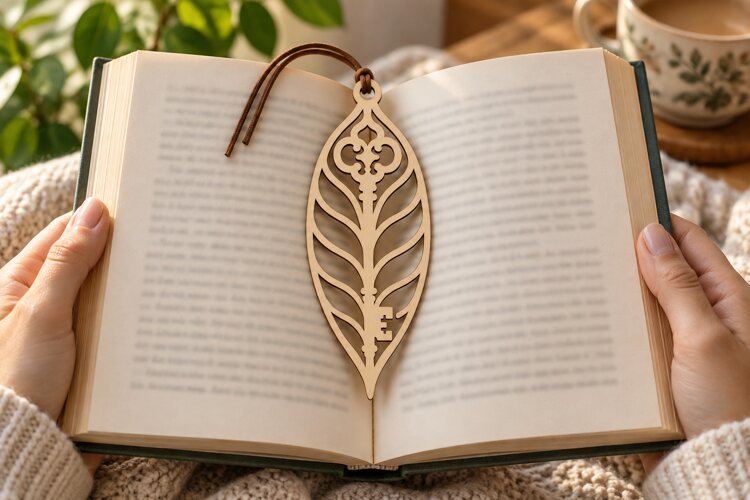 Leaf Bookmark Laser Cut SVG File leaf bookmark svg, botanica example image 1