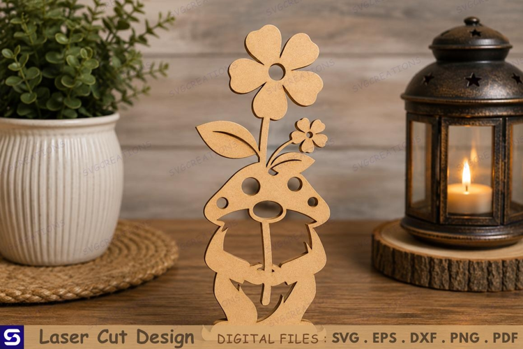 3D Flower Gnome Standee Laser Cut File