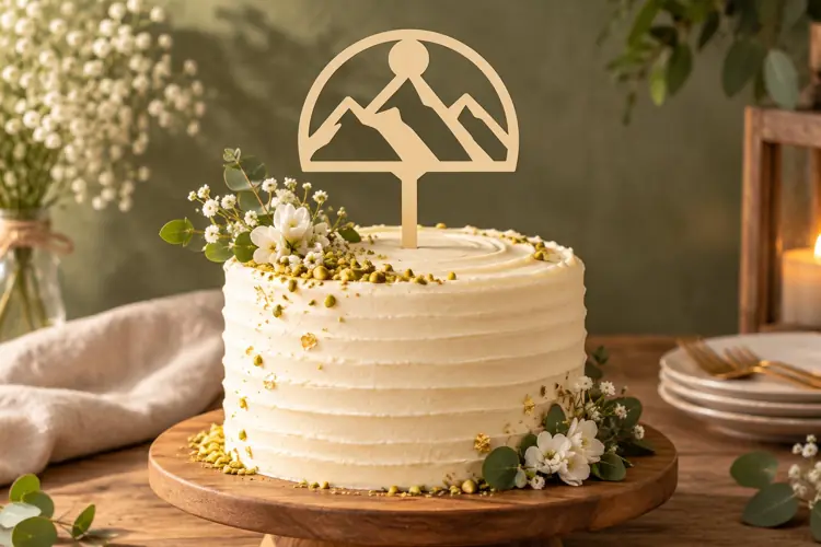Mountain Sun Cake Topper Laser Cut SVG File mountain cake