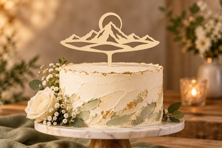 Geometric Mountain Cake Topper Laser Cut SVG File geometric example image 1