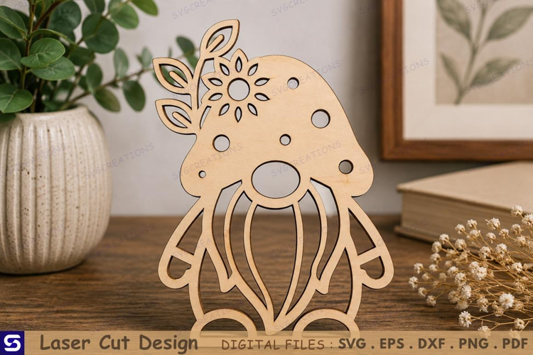 3D Sunflower Gnome Standee Laser Cut File