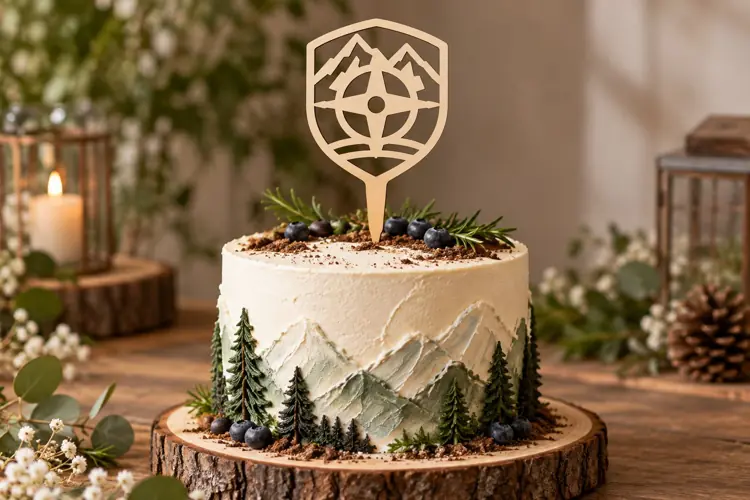 Forest Badge Cake Topper Laser Cut SVG File forest badge