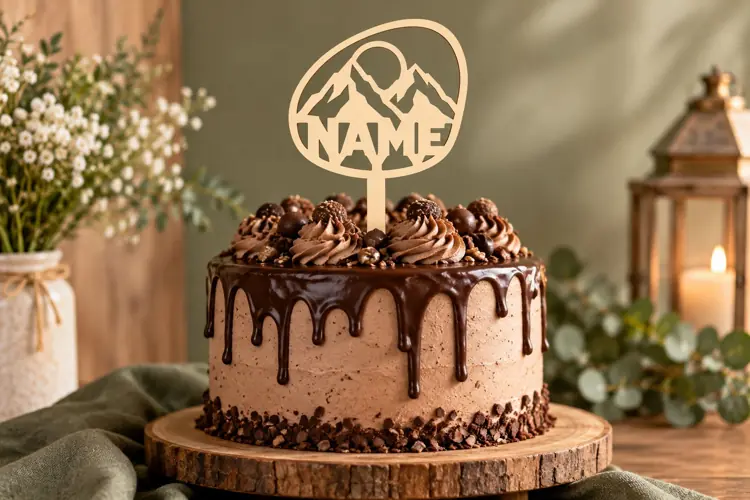 Camp Mountain Cake Topper Laser Cut SVG File camp cake topp