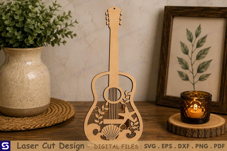 3D Ocean Seashell Guitar Bookmark Laser Cut File