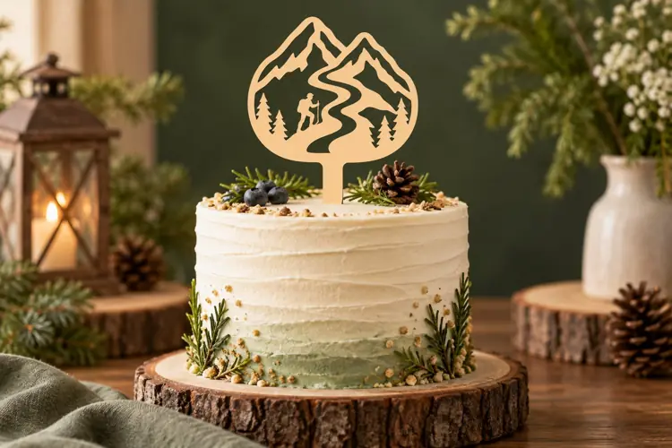 Mountain Tree Cake Topper Laser Cut SVG File mountain tree