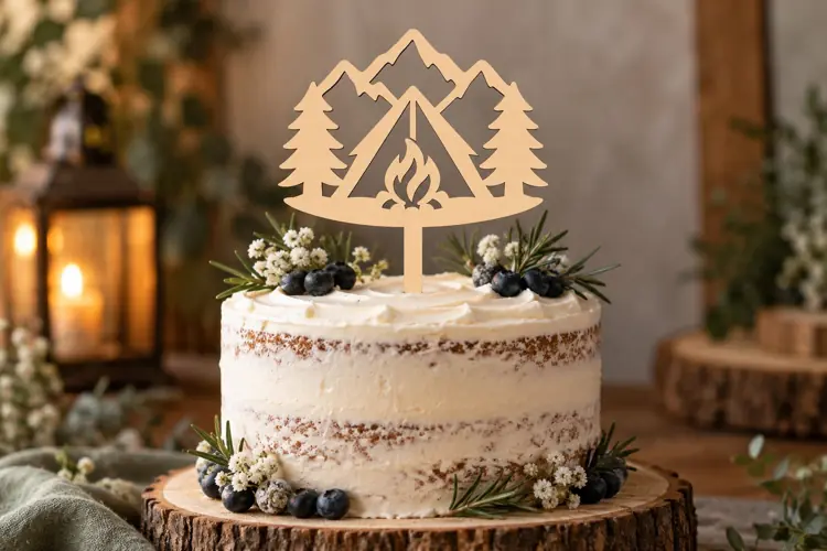 Campfire Mountain Cake Topper Laser Cut SVG File campfire