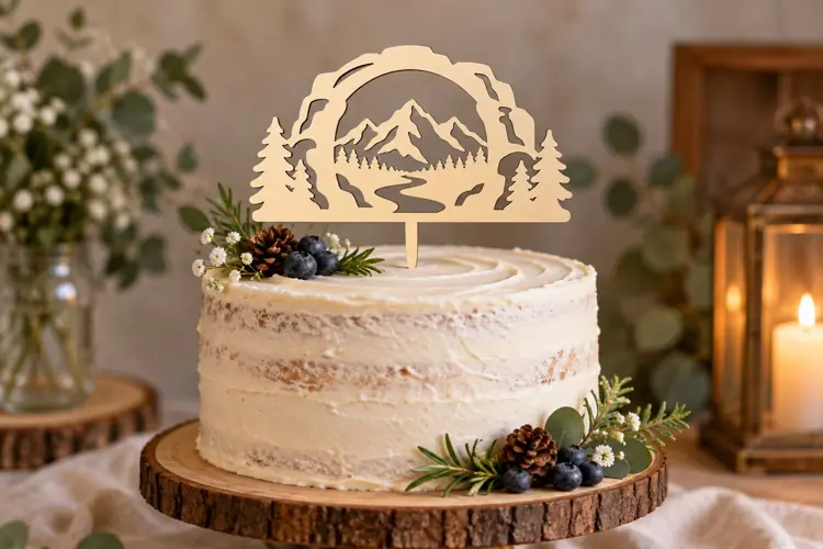 Forest Mountain Cake Topper Laser Cut SVG File forest mounta