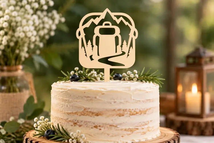 Camper Trailer Cake Topper Laser Cut SVG File camper cake