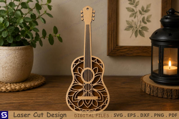 3D Sacred Lotus Guitar Bookmark Laser Cut File