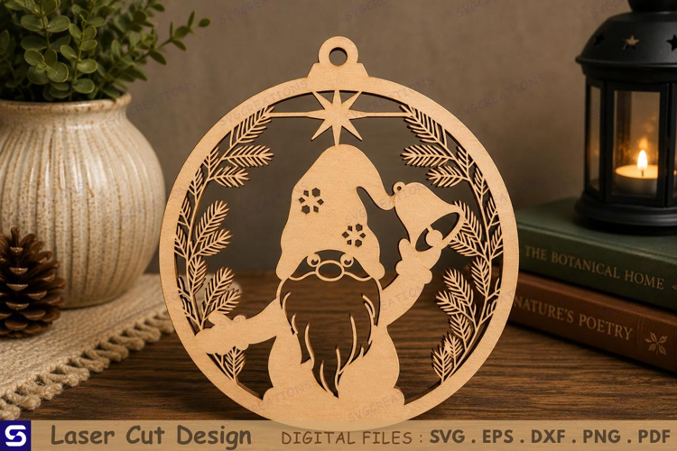 3D Winter Christmas Bell Gnome Ornament Laser Cut File