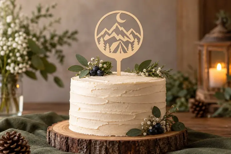 Mountain Circle Cake Topper Laser Cut SVG File mountain svg